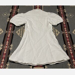 Hyacinth House White Mini Dress Women S Puff Sleeve Collared Zip